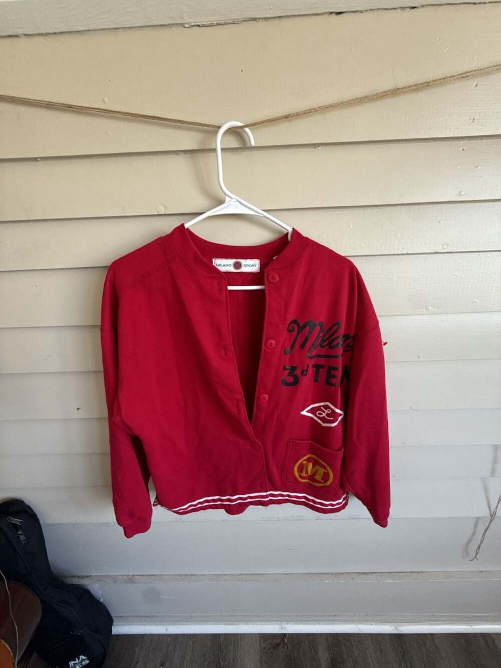 Milano Sport Red Varsity Cardigan Sweater Size S
